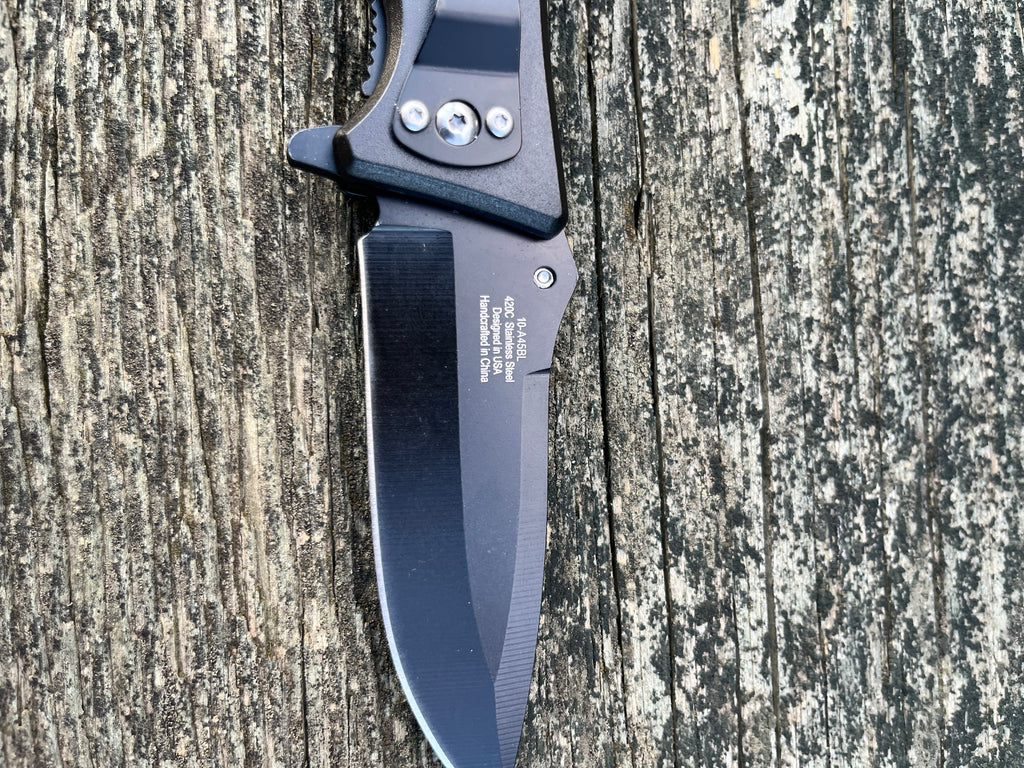 4.75" Closed Blue Skull Punisher Spring Assisted Rescue Folding Knife