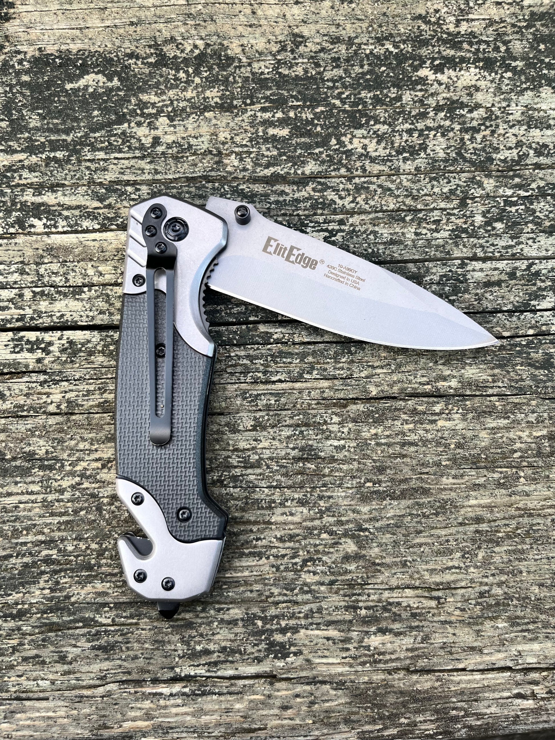 8.75” black tactical rescue spring assisted open pocket knife