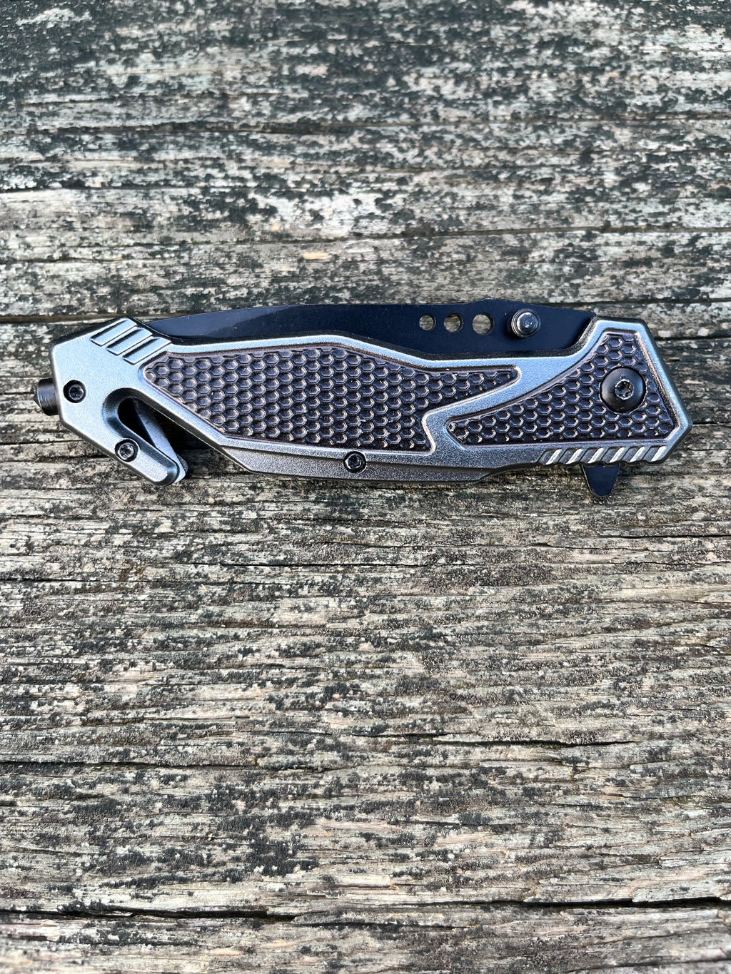 ElitEdge Grey Tactical Rescue Folder – Spring Assist Rescue Knife