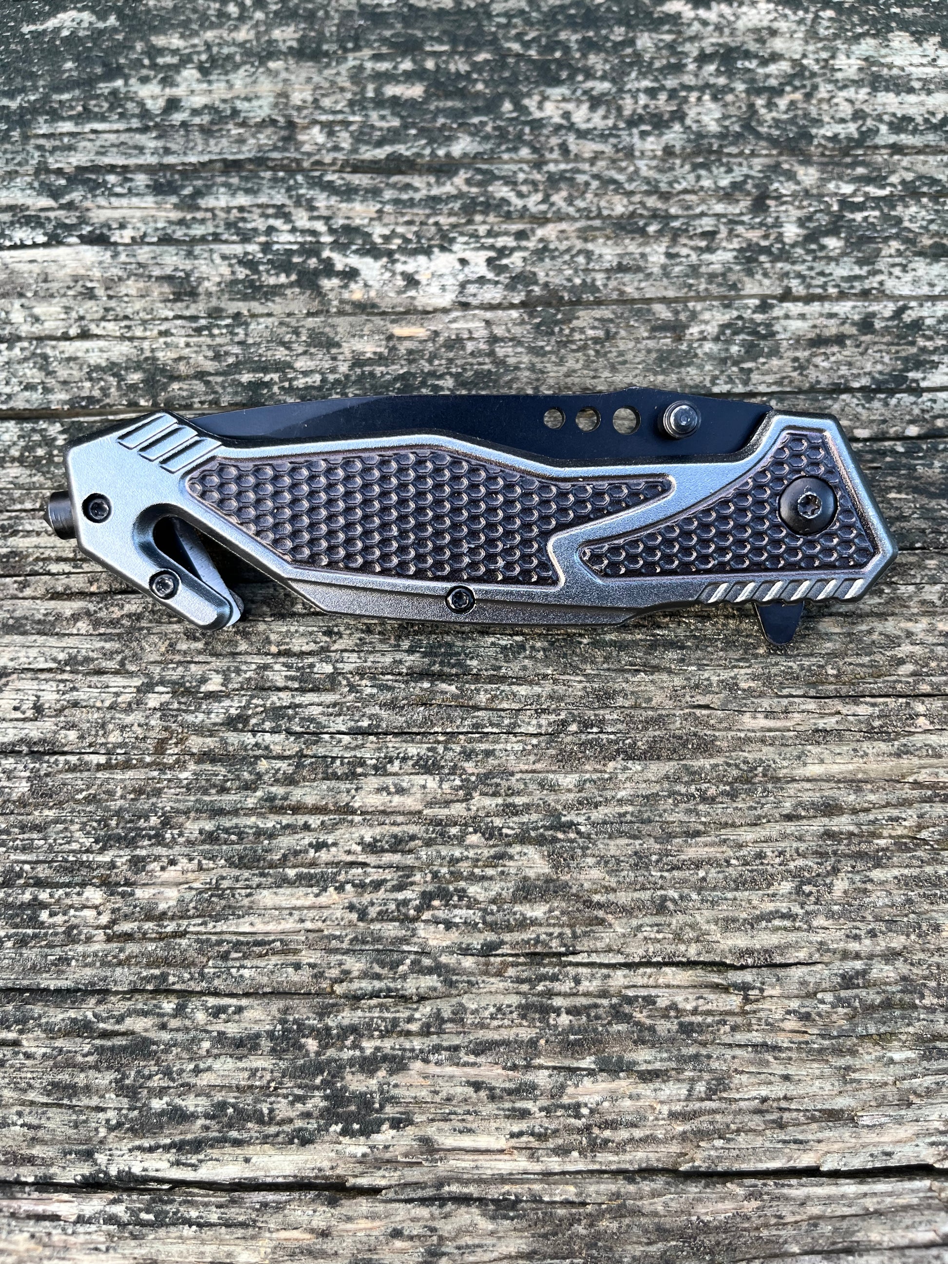 ElitEdge Grey Tactical Rescue Folder – Spring Assist Rescue Knife