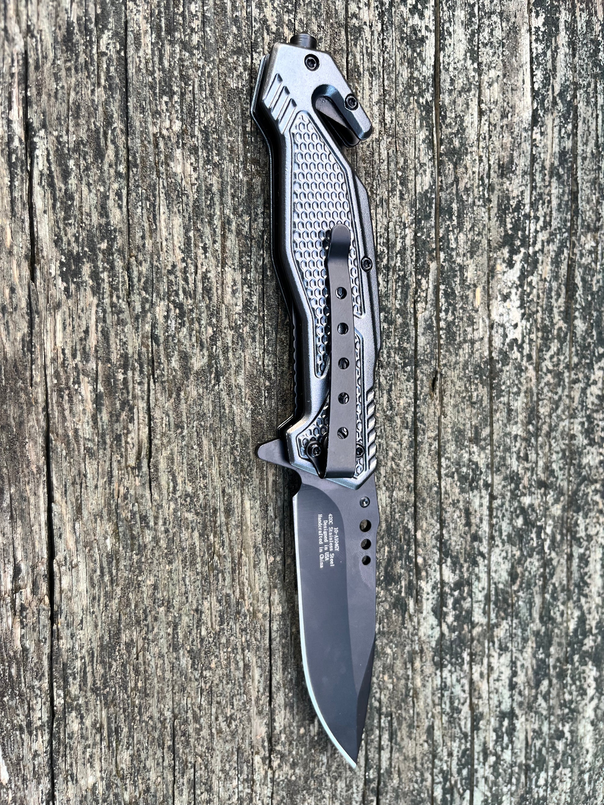 ElitEdge Grey Tactical Rescue Folder – Spring Assist Rescue Knife