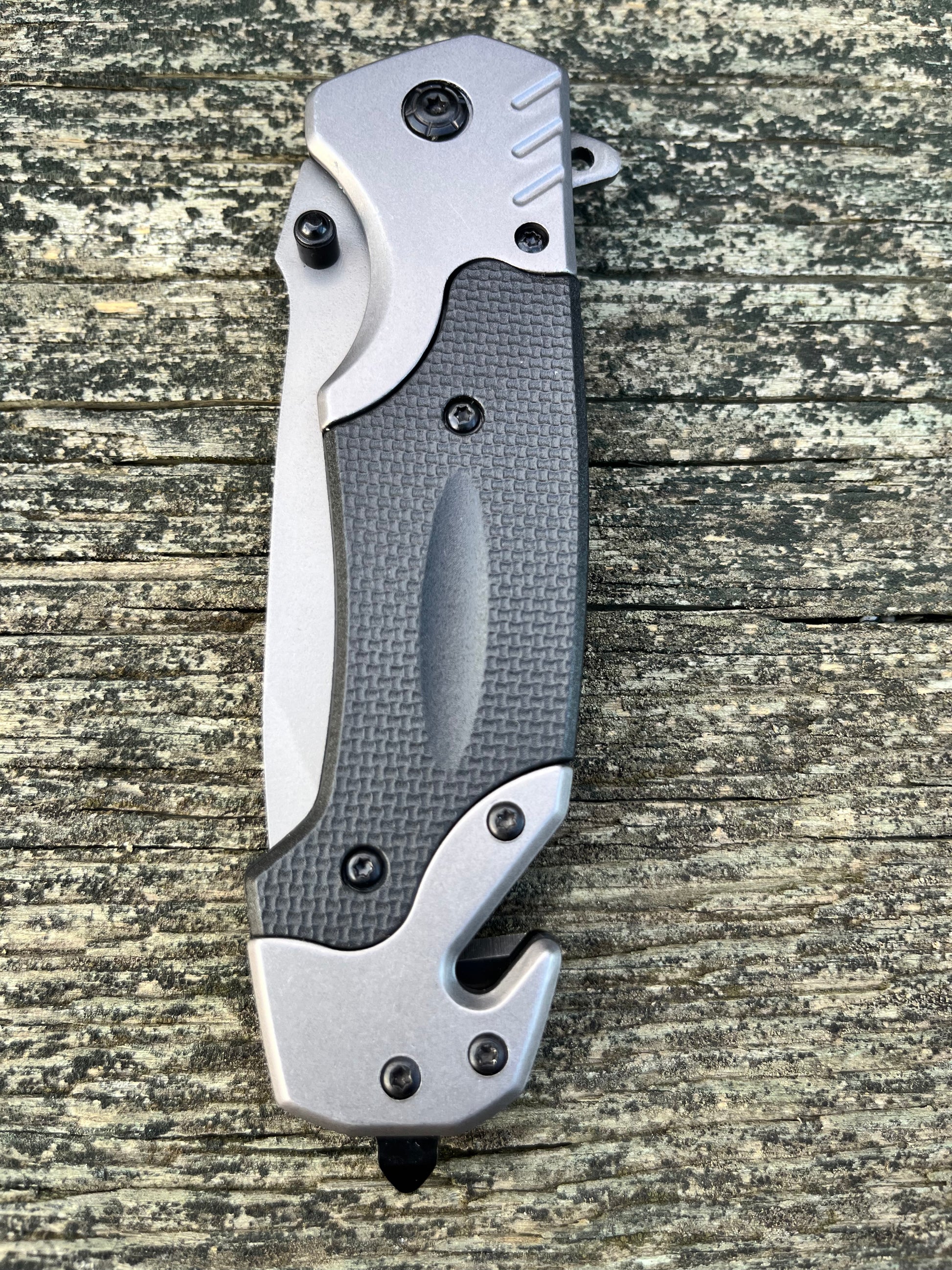 8.75” black tactical rescue spring assisted open pocket knife
