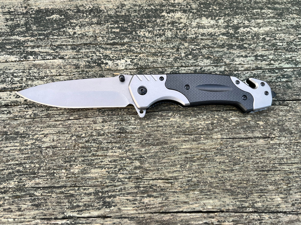 8.75” black tactical rescue spring assisted open pocket knife