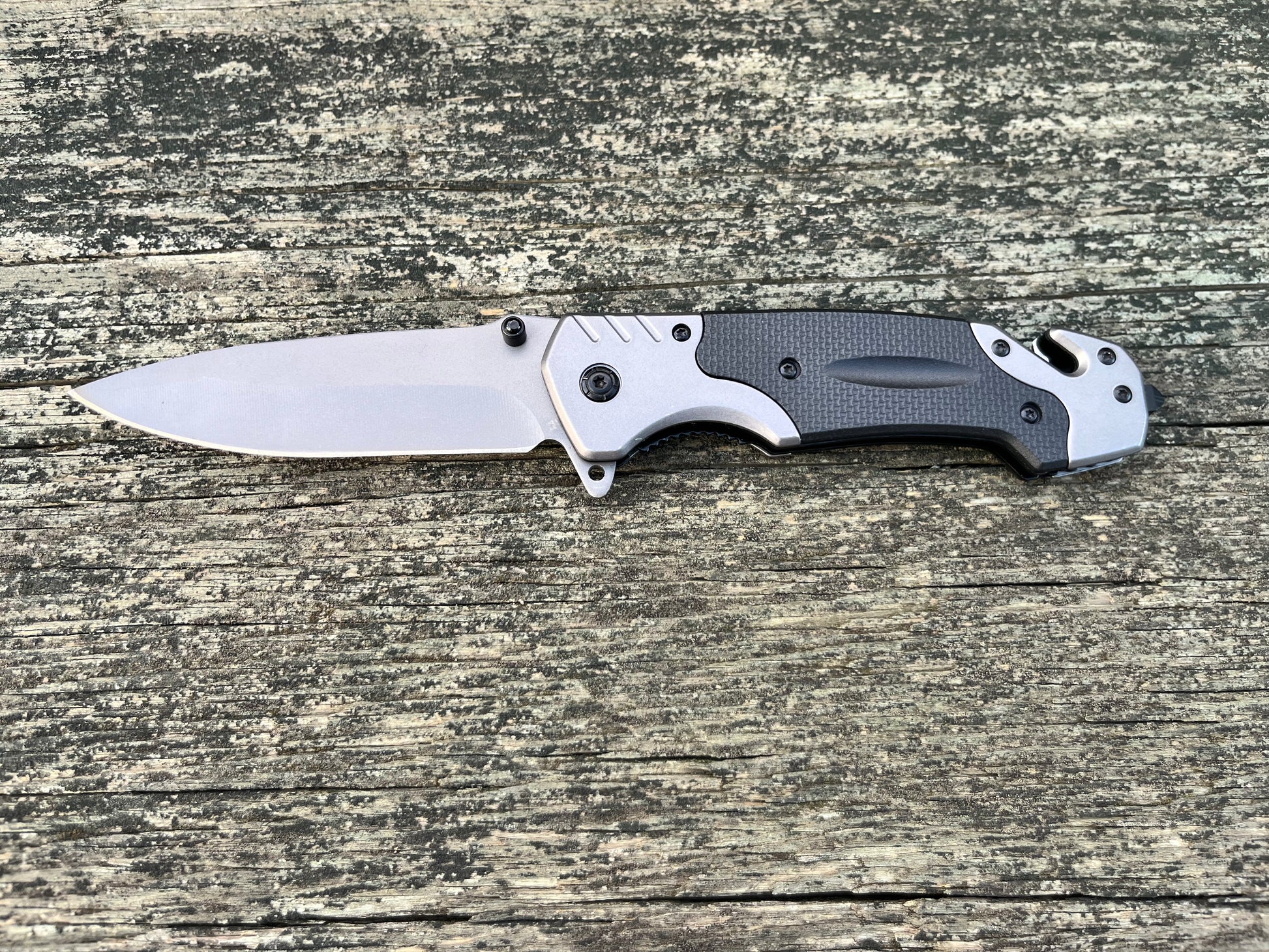8.75” black tactical rescue spring assisted open pocket knife