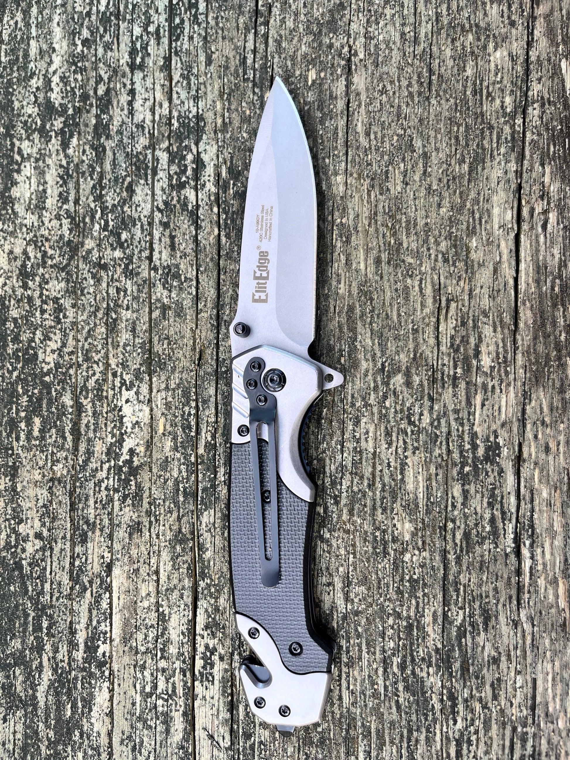 8.75” black tactical rescue spring assisted open pocket knife