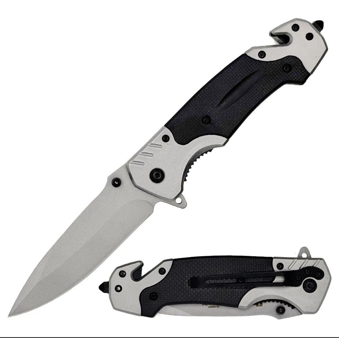 8.75” black tactical rescue spring assisted open pocket knife
