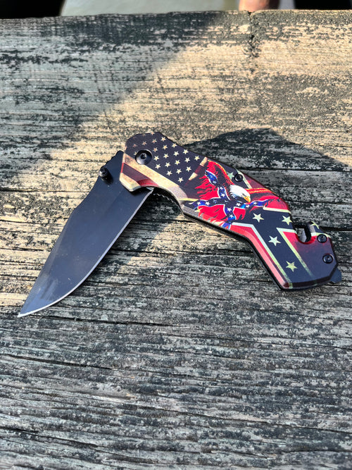 4.75" Closed USA Eagle Design Tactical Rescue Spring Assist Knife
